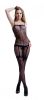 Blancho SE-114 Sexy Black Sheer Dots Lace Cami Body Stocking With Black Bow - Black - Medium